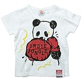 《初夏盛夏対応》INDIE JUNGLE(インディージャングル) 天竺ボクシングパンダPt半袖Tシャツ 100cm/オフシロ NO.IN-173105