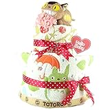 おむつケーキ トトロ 2段 出産祝い ベビーギフト タオル ガラガラ ぬいぐるみ ジブリ ネコバス totoro11