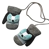 Goenn かわいい 子供用 ニット グローブ 5本指 ガールズ マジックグローブ 女の子 男の子 キッズ 通学 保温 防寒 防寒対策 1-5歳に適用 (ダークグレー)