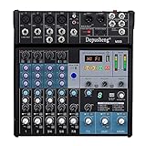 プロのオーディオミキサーサウンドプレートコンソール - 3バンドイコライザー、USB、Bluetooth、48 V、ライブストリーミングに最適 - デプスェンMX8、ブラック