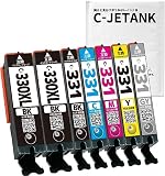 C-JETANK インクカートリッジ BCI-331+330XL/6MP キヤノン用 新互換インク 最新ICチップ QR WEB説明書付き 残量表示あり [店舗保証1年パック対応] インクのMint製 BCI-331 (BK/C/M/Y/GY) + BCI-330XLBK ×2 -合計7本セット 330大容量版/331通常版