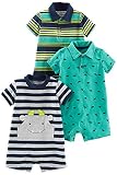 [Simple Joys by Carter`s ] [ベビー Simple Joys by Carter's Baby Boys' 3-Pack Rompers] (並行輸入品) (1 color,