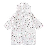 (チャックル) chuckle *スウィートガール*裏パイルガーゼお花柄バスローブ ホワイト 70-90cm P2287-00-10