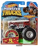 Hot Wheels モンスタートラック 1:64スケール 5アラーム 29/75 クラッシュ可能な車付属 レッド ホワイトはしご付き