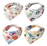 Genda 2Archer(JP)　 よだれかけ　ベビー　赤ちゃん キッズ　４枚セット　三角巾　かわいい　ビブ　２層　出産祝い　誕生日　プレゼント　綿100％　男の子　女の子　スタイ (B)