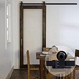 WinSoon 7.5 Ftアンティークローラーシングルスライド式木製バーンドアハードウェア素朴なCupboardトラックキットセットブラック