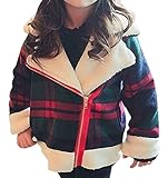 Plus Nao(プラスナオ) 子供服 キッズ ジャケット 長袖 ブルゾン ショートコート アウター ライダースジャケット 上着 秋冬 暖かい チェック 120 グリーン
