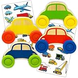 Wooden Stacking Cars Setベビー幼児用 – - 4のパッククラシック木製Cars with Transportationステッカー（Wooden Stackingおもちゃコレクシ