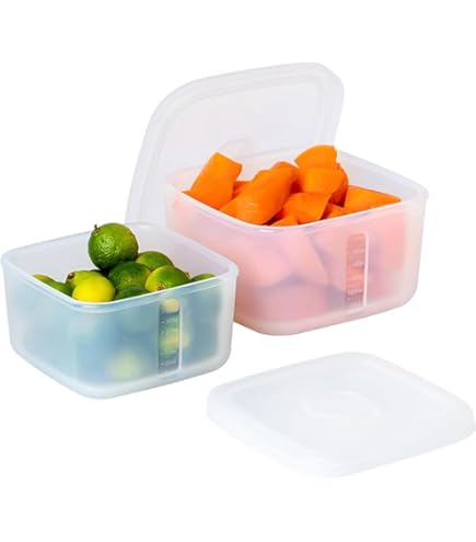 Amazon｜透明入れ子シリコン食品保存容器4個パック 蓋付き、環境に