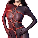 亀甲縛り SM コスプレ 衣装 拘束具 女性 ロープ 縛りプレイ SMプレイ 女性用 アダルト 変態プレイ 初心者向け 簡単装着 セクシー 下着 夫婦 カップル プレイ撮影用 ボンテージ M字開脚 縄遊び 緊縛 マンネリ解 (レッド)