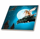 Renderly Yours Fairies – Fairyドラゴンファンタジーと月とふくろう – タイル 4" ct_25967_1