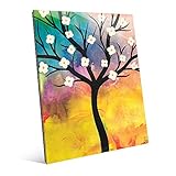 フラワーツリーカラフルな抽象壁アートプリント 16x20 TRE0000226GLS16X20XXX