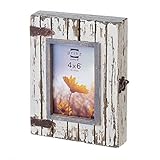 High Quality Rustic River Wood Box in Distressed Finish Box Lid Hold, 4 by 6-Inch, White