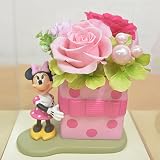[エルフルール]ディズニーキャラクター プリザーブドフラワーアレンジメント クリアケース付 誕生日祝い 結婚祝い プレゼント フラワーギフト (ミニー)