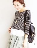Milk tea マタニティ 授乳服 トップス アリシア・ストライプ ブラック