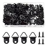 PrimeBlis 三角吊りカン 壁掛けフック 100個セット 木ネジ付き 額掛け金具 フック 額吊り金具 額縁工作用金具 三角吊りカン 展示絵画/工芸品 (ブラック, 14)