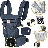 エルゴベビー OMNI360 オムニ360クールエア/ミッドナイトブルー 抱っこひも 正規代理店2年保証 ウエストベルト+収納ポーチ+よだれパッド＋ママ&ベビー両用カバー