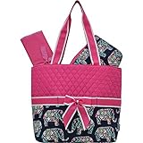 Floral Elephant Print Quilted 3pc set Diaper Bag by NGIL [並行輸入品]