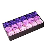 TOPmountain ギフトボックスでの18pcs /ボックスグラデーションパープルソープフラワー造花の香りのバスソープローズフラワーの花びら