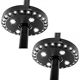 [2 Pack] QPAU Patio Umbrella Light 3 Lighting Mode Wireless 28 LED Lights At 220 lux Umbrella Pole L