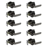 ProbricoドアレバーロックハンドルロックキーレスプライバシーPassage Locksetドアロックラウンドローズ廊下Passageロッククローゼットブラック 10 Pack HMDL103CG