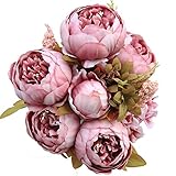 Luyue復古調　シミュレーション牡丹 造花花束　結婚式ホームパーティー用　飾り (色あんこ)