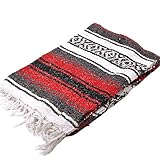 (モリーナインディアンブランケット) Molina Indian Blanket/ 1/2 Size Mexican Blanket/ハーフサイズメキシカンブランケット[約183×61cm]RED