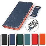 Eastwave for Galaxy A7 2018 ケース for Samsung Galaxy A7 2018版 手帳型ケース サムスン ギャラクシー A7 (2018) 財布型 カバー 本革 柔らかい 本皮 高質 スプラットホール付き スプラット同梱 内蔵マグネット - ネイビー
