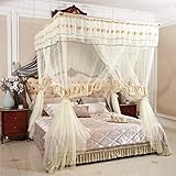 royal-ヨーロピアンスタイルスクエアトップMosquito Net three-door暗号化Thickeningシングルダブルベッドステンレススチールブラケット 2.0m (6.6 feet) 