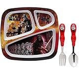 Zak! Designs Kids Dinnerware Set Includes 3-section Plate, Fork and Spoon Featuring Graphics from St