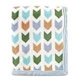 Hudson Baby Print Coral Fleece Blanket, Blue Chevron by BabyVision