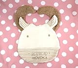 LOVE BABYうしシリーズ☆スタイ（完成品）約20Ｘ20cmオーガニックコットン＆刺繍入【丑年　出産祝】