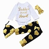 幼児の子供の赤ん坊のレタープリント OVERMAL 金色の愛のトップス+パンツ服装スーツ (9M)