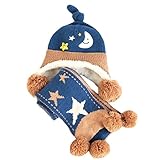 冬のベビーキッズ暖かいイヤーマフ帽子スカーフ快適なぬいぐるみ通気性のベストギフトセットブルーキャップ