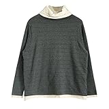 (ボラ-キキ) Bole-kk 重ね着風 ニットカットソー 長袖 トップス レディース タートルネック ニットソー ゆったり プルオーバー 体型カバー インナー 通勤 セーター (グレー)