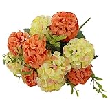 Fityle 観葉植物　人工菊花　装飾用　ホーム　パーティー　結婚式　6色　花束　造花　 - オレンジ