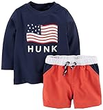 【並行輸入】Carter's(カーターズ) ベビー男の子 長袖ラッシュガード＆スイムトランクス　上下セット 18ｍ（85サイズ）