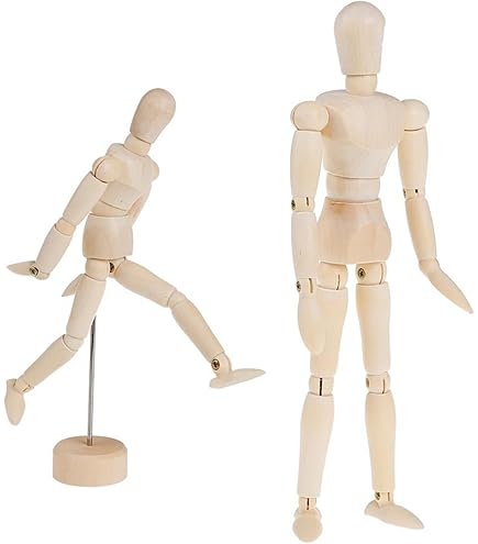 Amazon.co.jp: デッサン人形 木製 人形 モデル 関節可動 自立