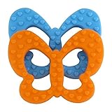 Butterfly Teething Toys BPA Free FDA Approved Light Blue & Orange (Set of 2) A Safe Unique Baby Gift