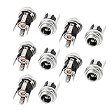 DealMux 10Pcs 5.5mm x 2.1mm 3 Terminals DC Power Socket Mount Connector W Nuts DC-053A