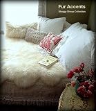 ファーアクセントFauxファー/ベッドスプレッドCoverlet /毛布/スカラップ/ Shaggyシープスキン/ 90 " x90 "