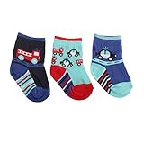 ベビー・赤ちゃん用 くるまのデザイン 靴下セット (3足組) ソックス 男の子 (UK0-2.5) (ネイビー/レッド/アクア)