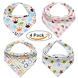 よだれかけ、PChero 4パック可愛いスナップビブ、赤ちゃんのためのコットン制、ベビーバンダナよだれビブ、アンチ香りと抗菌、パーフェクト敏感肌用