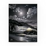 波under the moon 4 by Anthony Casay、24 x 81 cmキャンバス壁アート