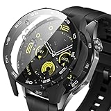 AIYYXX HUAWEI(ファーウェイ) WATCH GT 4 46mm カバー 超薄型 目盛を表示する ガラスフィルム+PCフレーム 一体型 huawei watch gt4 46mm対応 高透過率 キズ防止 指紋防止 簡単に取り付け・取 全面保護 ケース (ブラック)