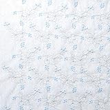MYmama 広幅 ラッセルレース生地 花柄 刺繍 ビフ 140cm ワイド幅 ポリエステル100% 50cm単位販売 布 チュール 透け生地 ファブリック 手芸用品 (ブルー)
