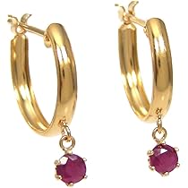 18金 ルビー フープピアス Amazon | ルビー イエロー ゴールド K18 18金 18k フープ 輪っか