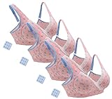 iLoveSIA (アイラブシア) マタニティ ブラジャー クロスオープン ノンワイヤー ブラカップ付 4枚セット ピンクブルー LL「2XL実物サイズタグ」