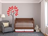 モダンツリーファブリック壁デカール – 4カラーオプション – Peel and Stickファブリック保育園壁ステッカー レッド 102R