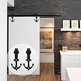 ccjh anchor-shaped国クラシックスチールスライドバーン内部ドアハードウェア – ブラックfor Singleドア 9.6FT ブラック A96SMX00